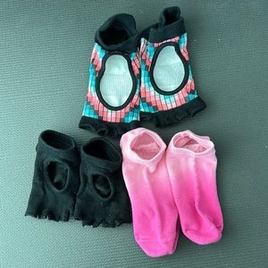 3 pair of Pilates grip socks - Toesox, great soles, and Rae-yoga
